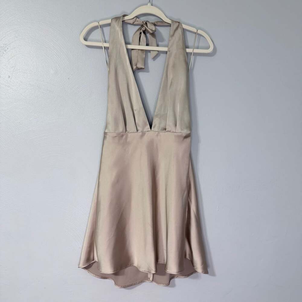 Zara Halter Neck Satin Open Back Mini Dress Medium 

AD